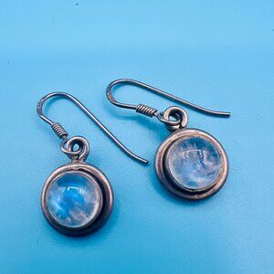 Moonstone Sterling Dangle Earrings
